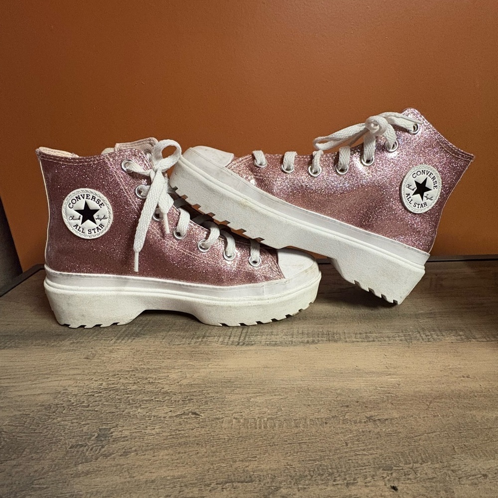Converse Pink Glitter Platform High-Top Sneakers